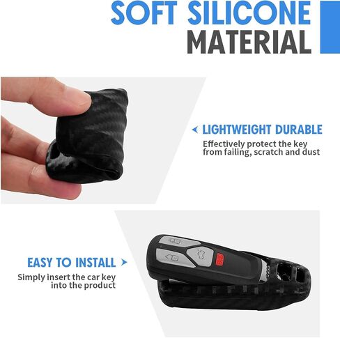 Key Fob Case Carbon Fiber Pattern Silicone Cover Compatible with Audi A4 S4 RS4 A5 S5 RS5 A6 A7 A8 S8 Q2 Q5 Q7 SQ7 TT TTS TTRS R8 3 4 Universal Button Keyless Entry Remote in Saudi Arabia