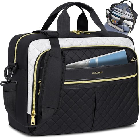 IGOLUMON Laptop Bag 15.6/17.3 Inch Laptop Briefcase for Women Men Waterproof Shoulder Computer Messenger Bag Large Laptop Bag Business Office Work Travel College, Black in Saudi Arabia