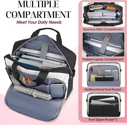 IGOLUMON Laptop Bag 15.6/17.3 Inch Laptop Briefcase for Women Men Waterproof Shoulder Computer Messenger Bag Large Laptop Bag Business Office Work Travel College, Black in Saudi Arabia