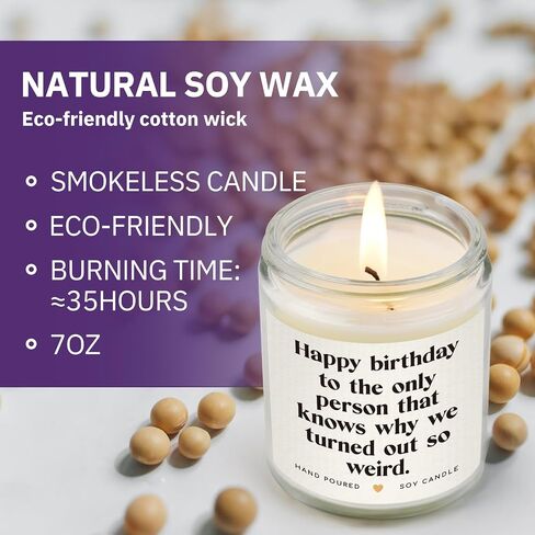 Sister Birthday Gifts, Funny Birthday Gifts for Sister- Handmade Lavender Candle (7oz), Happy Birthday Sister Presents from Sister Brother in Saudi Arabia