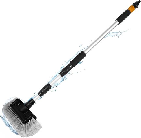 XDOVET 5-12FT Soft Bristled Car Wash Brush with Aluminum Telescopic Rod for Cleaning RV Floors, Boat Solar Panels, Bumper Scratch Resistant Car Wash Brush in Saudi Arabia