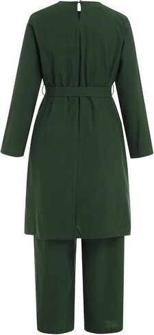 فستان Abayas للنساء المسلمات طويلة الأكمام السراويل الفضفاضة 2 PCS دبي الإسلامية المسلمات النساء المطابقة مجموعات in Saudi Arabia