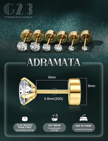 G23 Titanium Hypoallergenic Earrings for Women Men Threadless Flat Back Earrings Gold Silver Earrings Studs Flatback Tiny 2mm/3mm/4mm CZ Ball Dot Cartilage Earring Tragus Helix Piercing Jewelry in Saudi Arabia