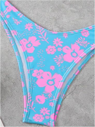 SHENHE Women's 2 Piece Strapless Swimsuit U Wire Floral Tie Back Ruched Bandeau Bikini with Thong Set in Saudi Arabia