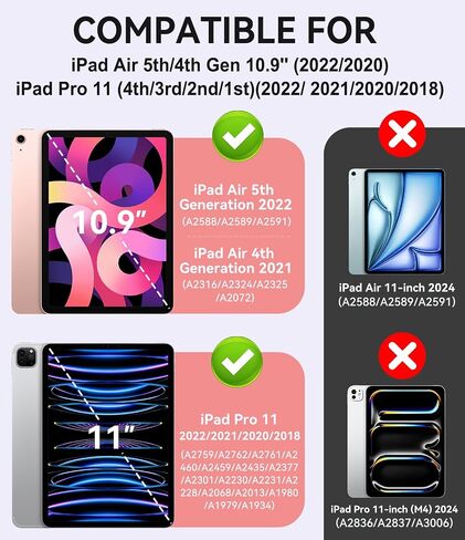 ZoneFoker Case for iPad Air 5th/ 4th Generation Case (2022/2020) 10.9'', for iPad Pro 11 Inch (4th/3rd/2nd/1st Gen), Hard Sturdy Slim Cover for iPad Air 5 4 th with Pencil Holder/Stand, Clear Glitter in Saudi Arabia
