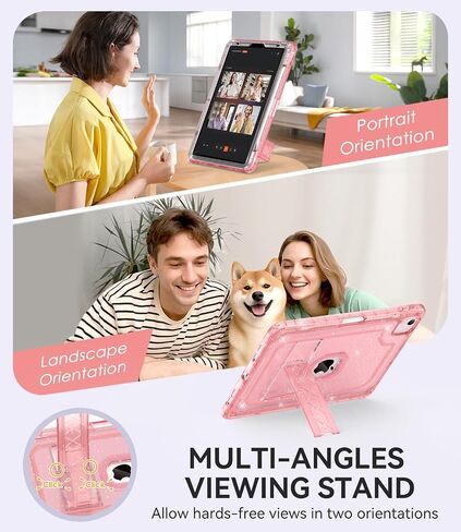 ZoneFoker Case for iPad Air 5th/ 4th Generation Case (2022/2020) 10.9'', for iPad Pro 11 Inch (4th/3rd/2nd/1st Gen), Hard Sturdy Slim Cover for iPad Air 5 4 th with Pencil Holder/Stand, Clear Glitter in Saudi Arabia