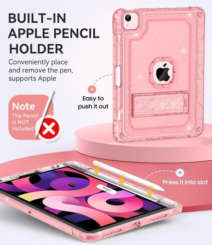 ZoneFoker Case for iPad Air 5th/ 4th Generation Case (2022/2020) 10.9'', for iPad Pro 11 Inch (4th/3rd/2nd/1st Gen), Hard Sturdy Slim Cover for iPad Air 5 4 th with Pencil Holder/Stand, Clear Glitter in Saudi Arabia
