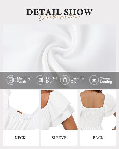 MCKOL Womens Summer Tops Boho Square Neck Short Sleeve Casual Shirts Baby doll Blouses Floral Fashion Beach Vacation Clothes in Saudi Arabia