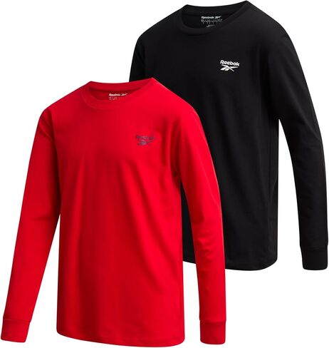 Reebok Boys' Long Sleeve Shirt - 2 Pack Basic Cotton Long Sleeve T-Shirt - Crewneck Tee for Boys (8-14) in Saudi Arabia