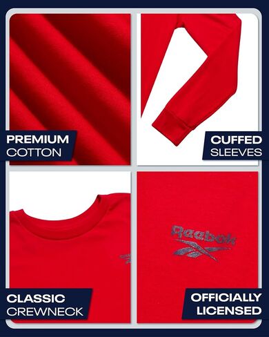 Reebok Boys' Long Sleeve Shirt - 2 Pack Basic Cotton Long Sleeve T-Shirt - Crewneck Tee for Boys (8-14) in Saudi Arabia