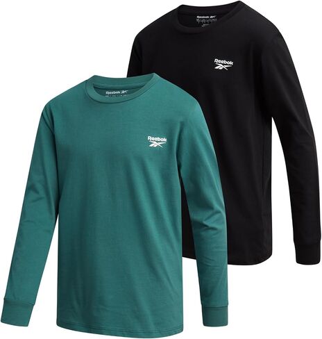 Reebok Boys' Long Sleeve Shirt - 2 Pack Basic Cotton Long Sleeve T-Shirt - Crewneck Tee for Boys (8-14) in Saudi Arabia