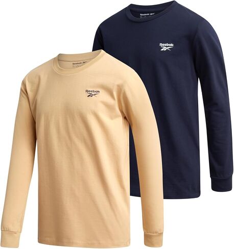 Reebok Boys' Long Sleeve Shirt - 2 Pack Basic Cotton Long Sleeve T-Shirt - Crewneck Tee for Boys (8-14) in Saudi Arabia