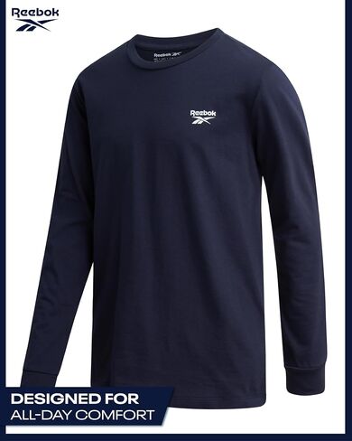 Reebok Boys' Long Sleeve Shirt - 2 Pack Basic Cotton Long Sleeve T-Shirt - Crewneck Tee for Boys (8-14) in Saudi Arabia