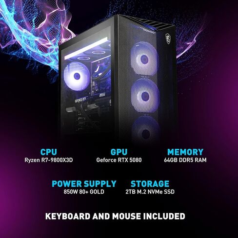 سطح المكتب للألعاب MSI Aegis Z2 (2024): AMD Ryzen R7-7700، Geforce RTX 4060، 16 جيجابايت DDR5، 1 تيرابايت m.2 SSD، 80+ Gold PSU، WiFi، لوحة مفاتيح وماوس، سهل الاستخدام، Windows 11 Home: C7NUC-817US in Kuwait