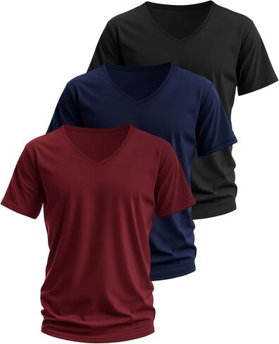 Ficerd 3 Pack Men's V Neck 95% Cotton T-Shirts M-7xl Big Tall Regular Soft Short Sleeve Basic 2025 Summer Clothes in Saudi Arabia