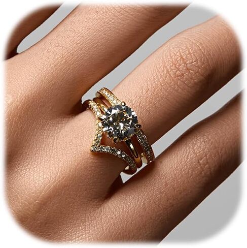 YEEZII Gold Rings for Women Non Tarnish, 14K Gold Stacking Cubic Zirconia Rings Pack, Dainty Stackable Gold Knuckle Rings Set Size 5-10 in Saudi Arabia