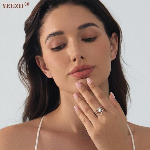 YEEZII Gold Rings for Women Non Tarnish, 14K Gold Stacking Cubic Zirconia Rings Pack, Dainty Stackable Gold Knuckle Rings Set Size 5-10 in Saudi Arabia
