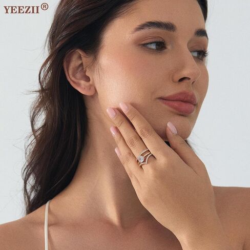 YEEZII Gold Rings for Women Non Tarnish, 14K Gold Stacking Cubic Zirconia Rings Pack, Dainty Stackable Gold Knuckle Rings Set Size 5-10 in Saudi Arabia