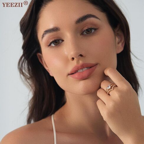YEEZII Gold Rings for Women Non Tarnish, 14K Gold Stacking Cubic Zirconia Rings Pack, Dainty Stackable Gold Knuckle Rings Set Size 5-10 in Saudi Arabia