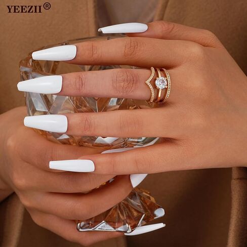 YEEZII Gold Rings for Women Non Tarnish, 14K Gold Stacking Cubic Zirconia Rings Pack, Dainty Stackable Gold Knuckle Rings Set Size 5-10 in Saudi Arabia