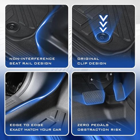 Car Floor Mats for Ford Bronco 4 Door 2025 2024-2021 Accessories,TPE All Weather Protection Floor Mats, Custom Fit 1st&2nd Row Car Floor Liners Set(Not for 2 Door & Sport),Black in Kuwait