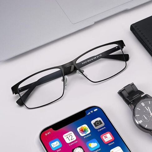 Dollger Blue light Glasses for Men Rectangle Metal Frame Computer Screen Blue light Blocking Eyeglasses in Kuwait