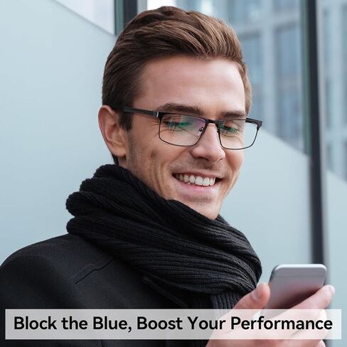 Dollger Blue light Glasses for Men Rectangle Metal Frame Computer Screen Blue light Blocking Eyeglasses in Kuwait
