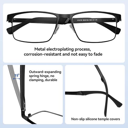 Dollger Blue light Glasses for Men Rectangle Metal Frame Computer Screen Blue light Blocking Eyeglasses in Kuwait