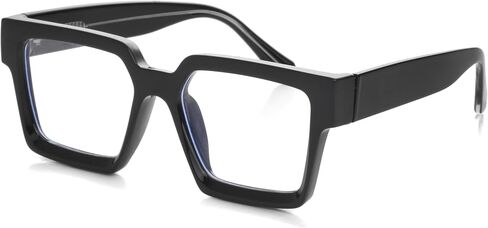 Kursan Square Black Glasses for Women Men Retro Oversized Thick Frame Clear Lens Eyeglasses in Saudi Arabia