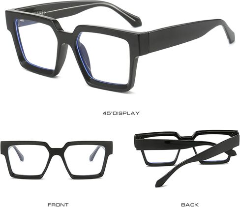 Kursan Square Black Glasses for Women Men Retro Oversized Thick Frame Clear Lens Eyeglasses in Saudi Arabia