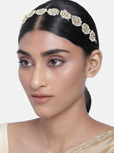 Aheli Indian Traditional Bollywood Kundan Studded Maang Tikka Matha Patti Gift for Women Jewelry in Saudi Arabia