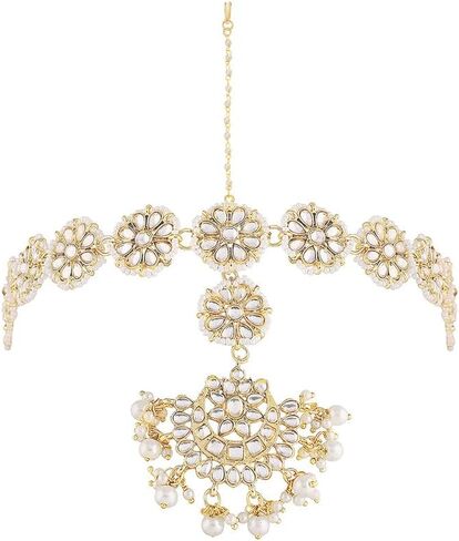 Aheli Indian Traditional Bollywood Kundan Studded Maang Tikka Matha Patti Gift for Women Jewelry in Saudi Arabia
