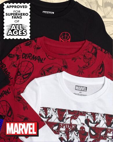 Marvel Avengers Spiderman Boys قمصان - 3 حزمة طويلة الأكمام المحملات Hulk Iron Man Captain America for Toddler Boys & Kids in Kuwait