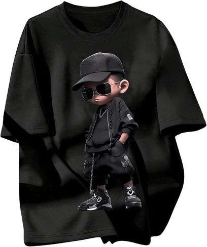 GORGLITTER Boy's Bear Graphic Tees Short Sleeve Crew Neck Streetwear T Shirts in Kuwait