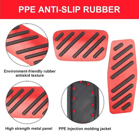 BOYUER for Chevy Blazer 2019 2020 2021 2022 2023 2024 2025 2PCS Aluminum Anti-Slip No Drilling Brake and Gas Accelerator Pedal Pad Cover Foot Pedal Pads Kit Interior Decoration Accessories (RED) in Kuwait