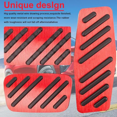 BOYUER for Chevy Blazer 2019 2020 2021 2022 2023 2024 2025 2PCS Aluminum Anti-Slip No Drilling Brake and Gas Accelerator Pedal Pad Cover Foot Pedal Pads Kit Interior Decoration Accessories (RED) in Kuwait