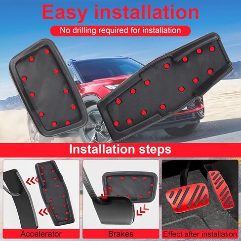 BOYUER for Chevy Blazer 2019 2020 2021 2022 2023 2024 2025 2PCS Aluminum Anti-Slip No Drilling Brake and Gas Accelerator Pedal Pad Cover Foot Pedal Pads Kit Interior Decoration Accessories (RED) in Kuwait