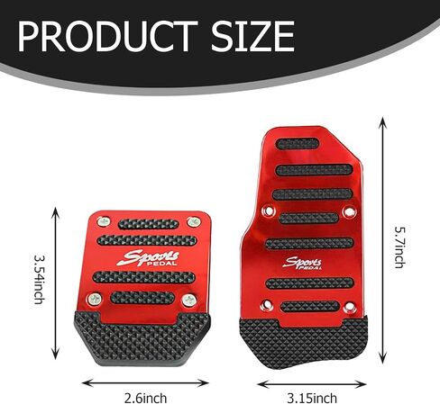 Pack-3 Car Pedal Set, Brake Throttle Clutch Alloy + Anti-Slip Rubber Strip Pedal Cover Replacement, Accurate Pedaling Interior Sports Decoration, Universal for Manual Transmission Cars (Red) in Saudi Arabia