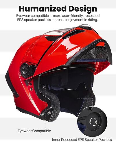 ILM Motorcycle Helmets Modular Full Face Moped Helmet Flip up Dual Visor for Adult DOT WS202 (Red, X-Large) in Saudi Arabia