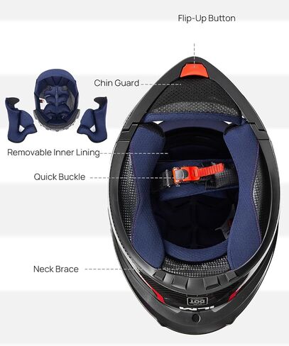 ILM Motorcycle Helmets Modular Full Face Moped Helmet Flip up Dual Visor for Adult DOT WS202 (Red, X-Large) in Saudi Arabia