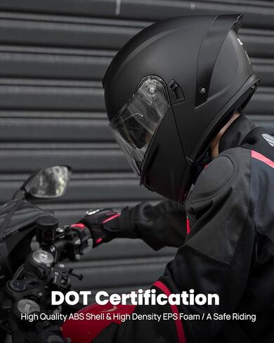خوذات الدراجات النارية ILM Modular Full Face Moped Helmet Flip Up Dual Dual for Compe Dot WS202 (Red ، X-Large) in Kuwait