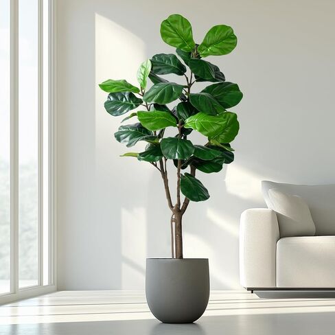 Artificial Fiddle Leaf Tree-6ft Faux Plant Fake Ficus Lyrata Tree Artificial Fig Silk Trees with Pot Floor Plants for Home Living Room Decor Indoor in Saudi Arabia