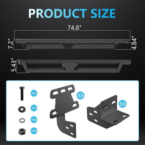 Running Boards for 2009-2018 Dodge Ram Quad Cab Drop Side Steps Bars Nerf Bars Carbon Steel Anti-Slip Black Powder Coated in Kuwait