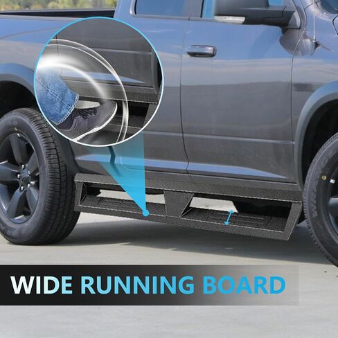 Running Boards for 2009-2018 Dodge Ram Quad Cab Drop Side Steps Bars Nerf Bars Carbon Steel Anti-Slip Black Powder Coated in Kuwait