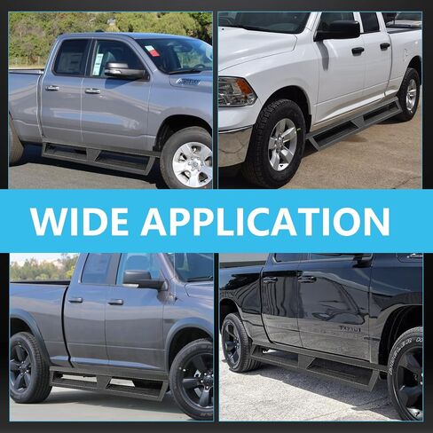 Running Boards for 2009-2018 Dodge Ram Quad Cab Drop Side Steps Bars Nerf Bars Carbon Steel Anti-Slip Black Powder Coated in Kuwait