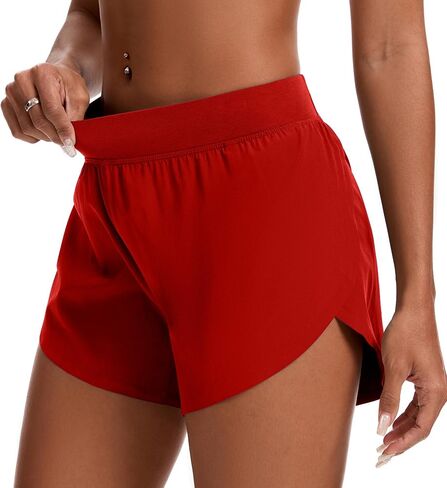 Womens Mid Waisted Dolphin Athletic Shorts for Women 4" Lightweight High Split for Gym Workout with Liner Quick Dry in Kuwait