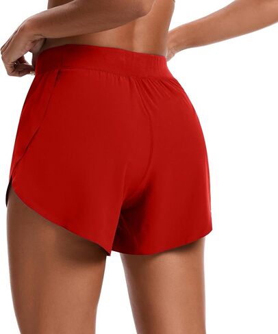 Womens Mid Waisted Dolphin Athletic Shorts for Women 4" Lightweight High Split for Gym Workout with Liner Quick Dry in Kuwait