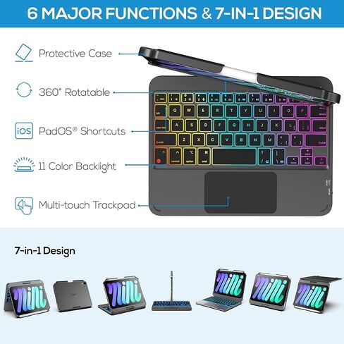 typecase Keyboard Case for iPad mini 7/6 8.3-inch, Trackpad, 360 Rotating in Kuwait