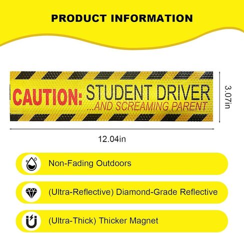 3PCS Car Magnetic Sticker, Magnetic Student Driver Sticker Safety Warning Sign, Caution Student Driver and Screaming Parent, Rookie Driver Reflective Funny Bumper Stickers (Pattern 1) in Saudi Arabia
