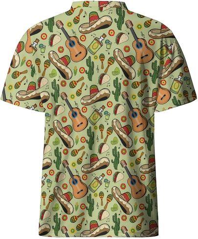 Hawaiian Mens Henley Polo Shirts Short Sleeve Quick Dry Funny Print Casual Collarless Golf Shirts for Men in Saudi Arabia